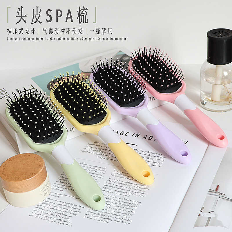 Peine de Masaje Transfronterizo, Color Macaron, Peine con Bolsa de Aire, Peine para Cabello Lacio, Iones Negativos, Peine para Cabello Rizado para Estudiantes, Peine de Salón Portátil para Viajes