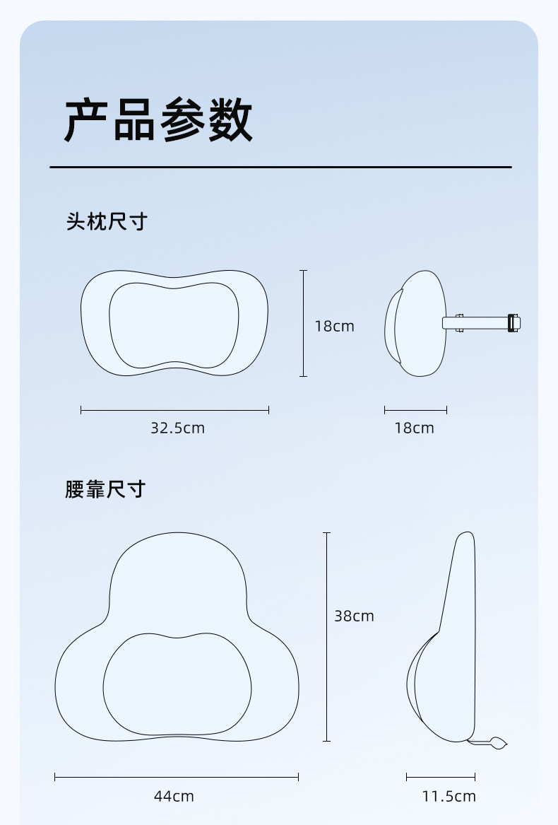 Aichewu Double-Layer Car Headrest and Lumbar Support Memory Foam Car Seat Cushion Cushion Neck Protector Car Backrest Pillow