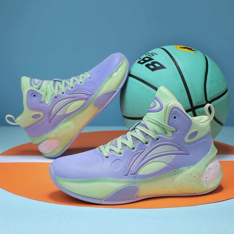 Zapatillas de baloncesto de microfibra Yushuai 17, cojín de aire de combate real juvenil, rebote de absorción de impactos, calzado deportivo profesional resistente al desgaste para estudiantes de secundaria, hombres