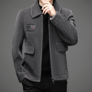 Nine Royal Fur One Sheep Shearer Fur Men's Coat Winter Lamb Fleece Thickened Warm Lapel Wool Jacket