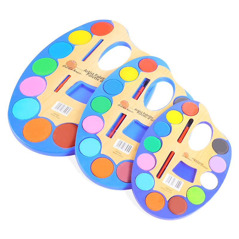 馬蹄形12色固体水彩粉餅顔料絵画児童水粉クロスボーダー携帯パレット絵画|undefined