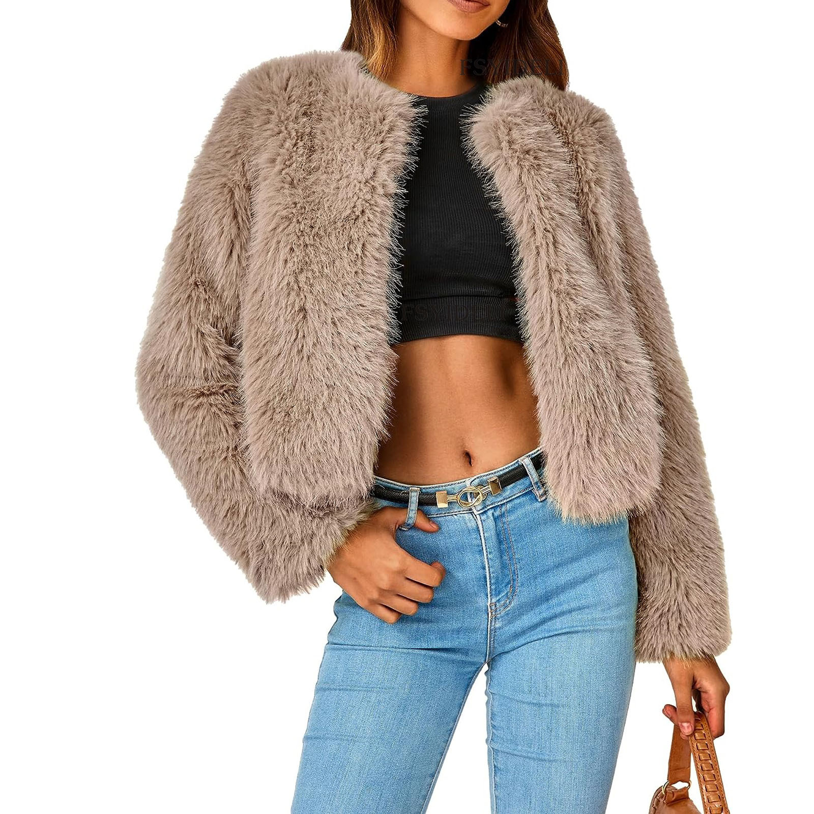 Dames jas lichtgewicht jack met kunstbont voor herfst en winter_voghion.com