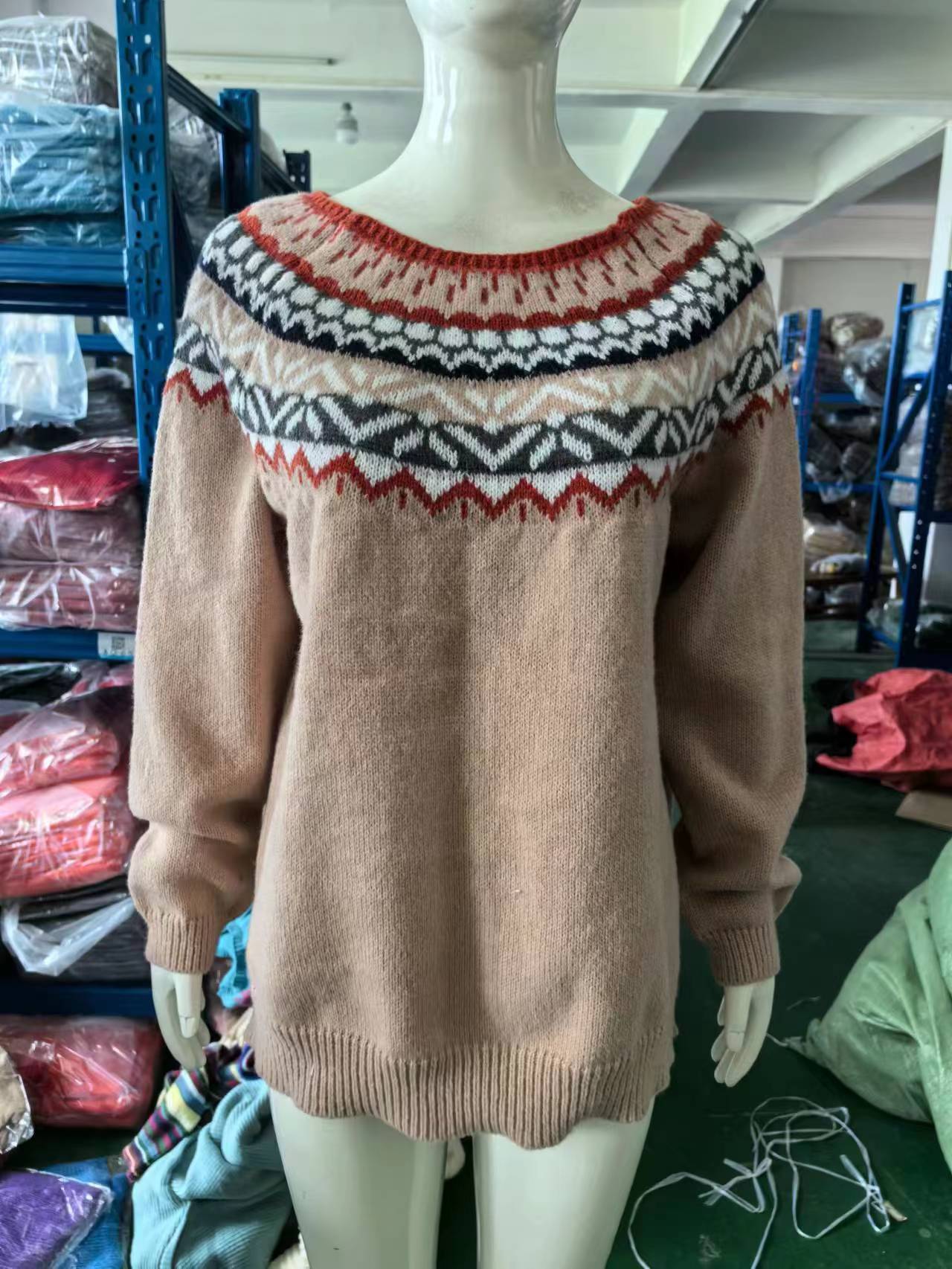 New Sweater Women Wish Hot Sale Round Neck Color Matching Loose Fashion Pullover Knitted Sweater 49 Undefined