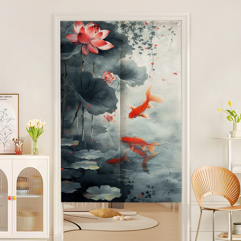New Chinese-Style Good Luck Koi Fish Feng Shui Door Curtain for Room, Corridor, Study, High-End Partition Curtain, No-Drill Simple Blackout Curtain New Chinese-Style Good Luck Koi Fish Feng Shui Door Curtain for Room, Corridor, Study, High-End Partition Curtain, No-Drill Simple Blackout Curtain