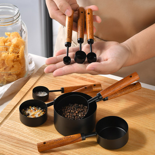 Cross-border gold-plated stainless steel measuring cup measuring spoon 8-piece set with graduated measuring spoon kitchen baking tools