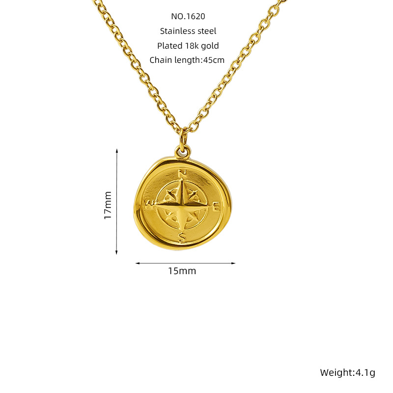 Collar de acero inoxidable retrógrado francés de ocho estrellas personalidad de moda de estilo de moda de colgante de metal de acero de acero clavícula para mujeres