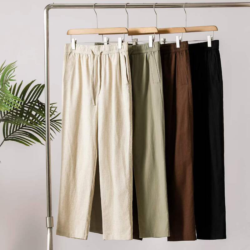 42926 Summer New Men's Loose Elastic Waist Cool Cotton Linen Casual Straight Pants 5070902 42926 Summer New Men's Loose Elastic Waist Cool Cotton Linen Casual Straight Pants 5070902