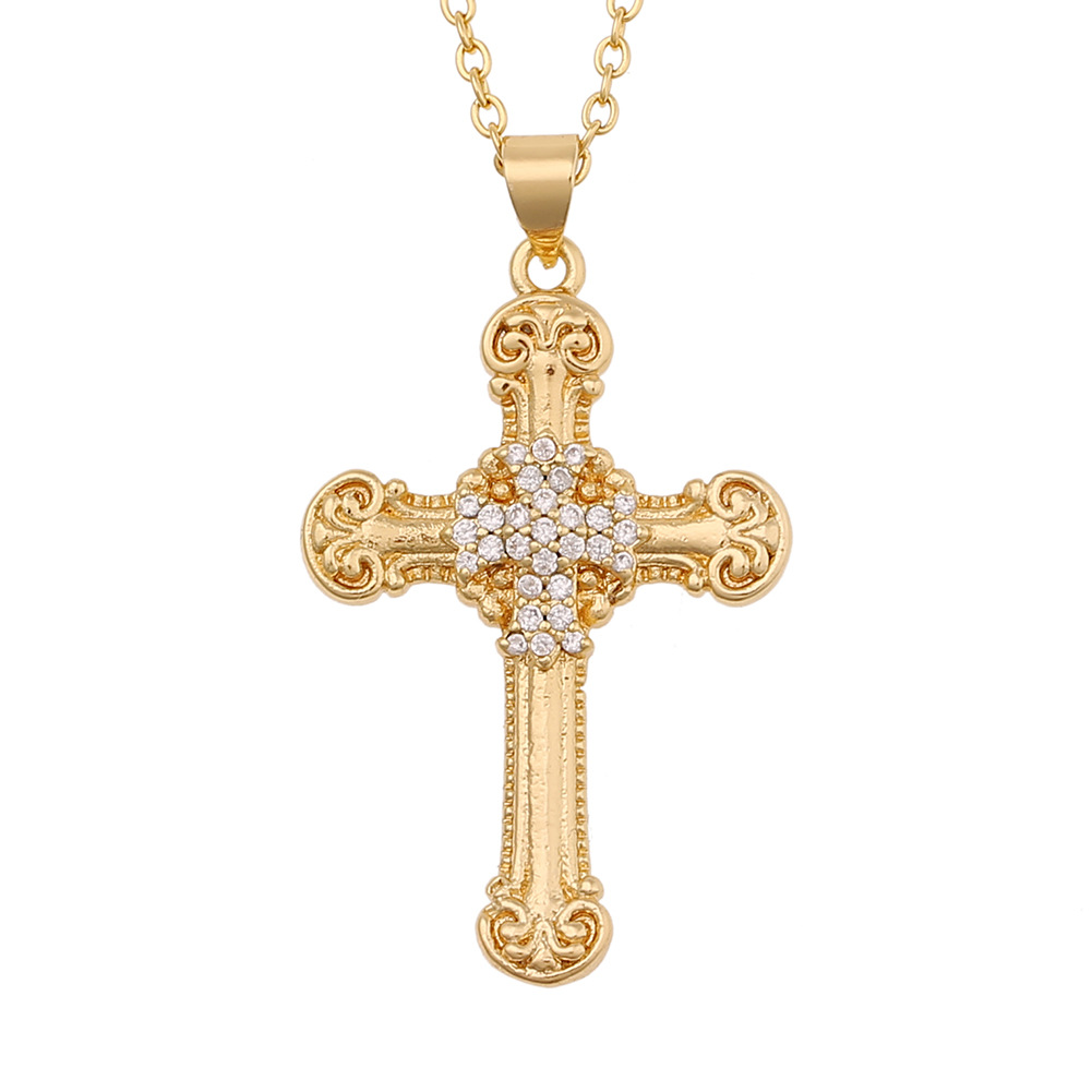 6g Weight Necklace Classification Wedding, Travel Occasion Copper Material Cross Pattern Unisex Gender Ethnic Style Style Retro Copper Cross Pendant Necklace 4