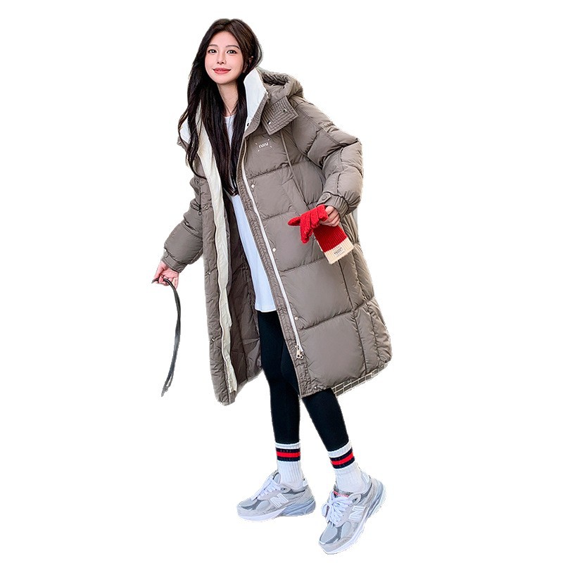 Jacket de algodón de pluma para mujeres invierno 2025 nuevo estilo coreano suelto pareja universitaria con capuchón grueso chaqueta de algodón
