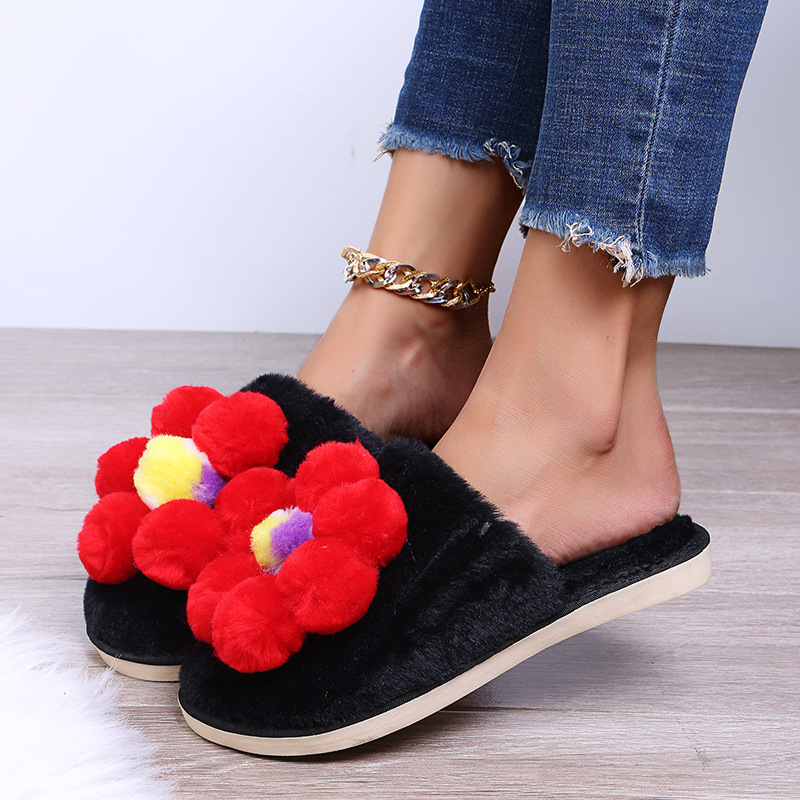 Cotton Thick-Bottomed Flowers Plush Slipper NSKJX104843