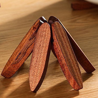 Decoración de mesa de comedor de madera sólida un árbol de alto valor de superficie almohadilla aislante de árbol pequeño almohadilla aislante de árbol plegable creativo árbol de platos de comedor image 13