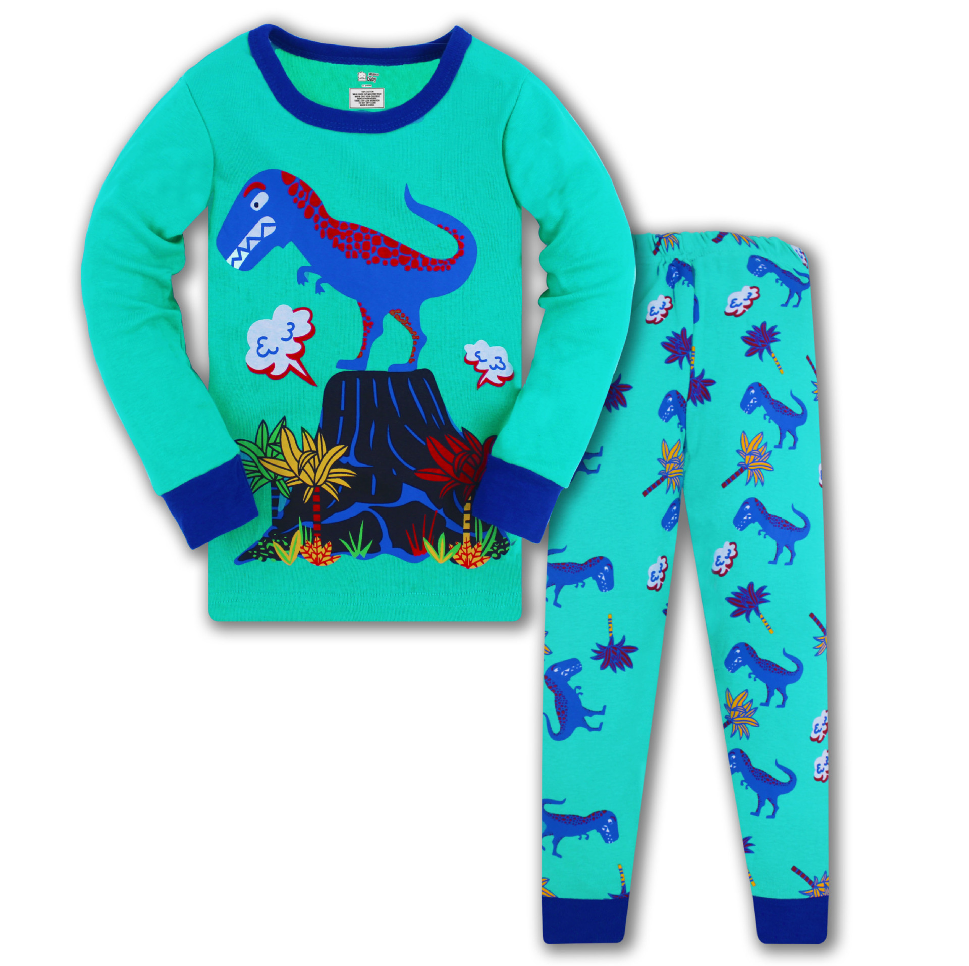 Pijamas para niños baby3-8 pijamas para niños de algodón con rosca de manga larga ropa para el hogar ropa de aire acondicionado entrega de una sola pieza y (mano entera)