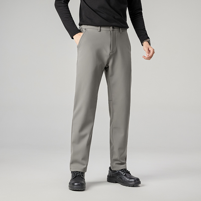 Golf Series Velvet Soft Shell Pants Men's Autumn and Winter Warm Elastic Windproof Outdoor Mountaineering Hiking Sports Casual Pants