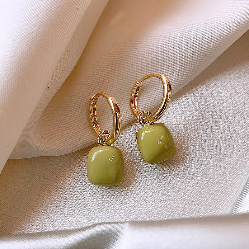 Women'S Gender 1 Pair Retro Square Heart Shape Metal Enamel Women's Drop Earrings