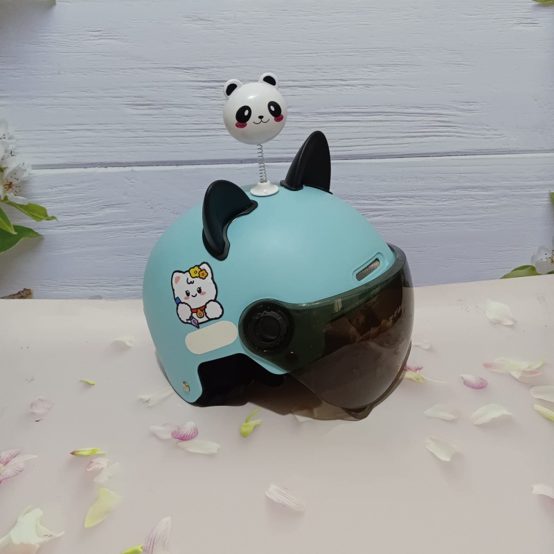 쓰는 고양이 [하늘색 검정색 짧은 + 검정 고양이 귀 + 백곰]