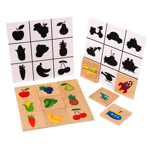 Find Shadow Matching Puzzle Game Fruit Animal Traffic Cognition Children Early Education Educational Intelligence Development Wooden Toy