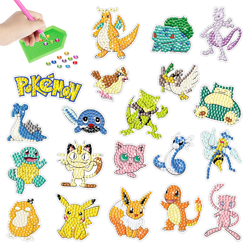 Venta caliente de dibujos animados dinosaurio diamante pintura libre pegatinas DIY pegatinas ladrillo pintura pared pegatinas niños hechos a mano pegatinas redondo diamante