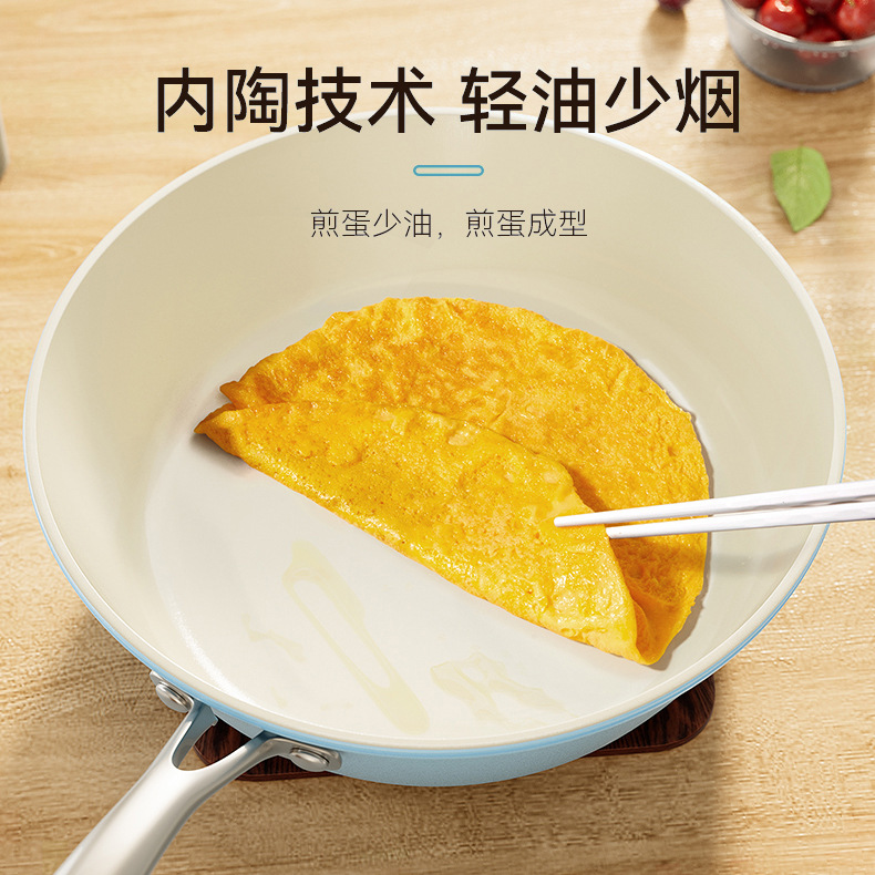 Nuevo fogón de cerámica azul, cocina universal, olla antiadherente, olla multifuncional para fritar verduras, olla doméstica al por mayor. image 2