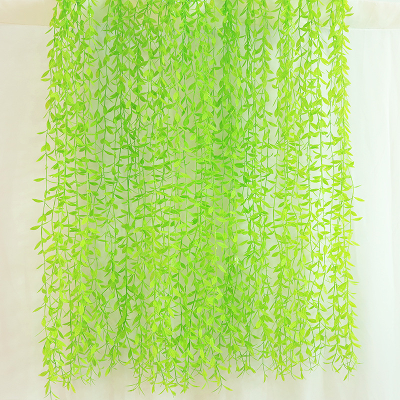 Artificial verde planta colgante sauce artificial ratán decoración de la sala de estar decoración de la boda de plástico planta de la vid al por mayor