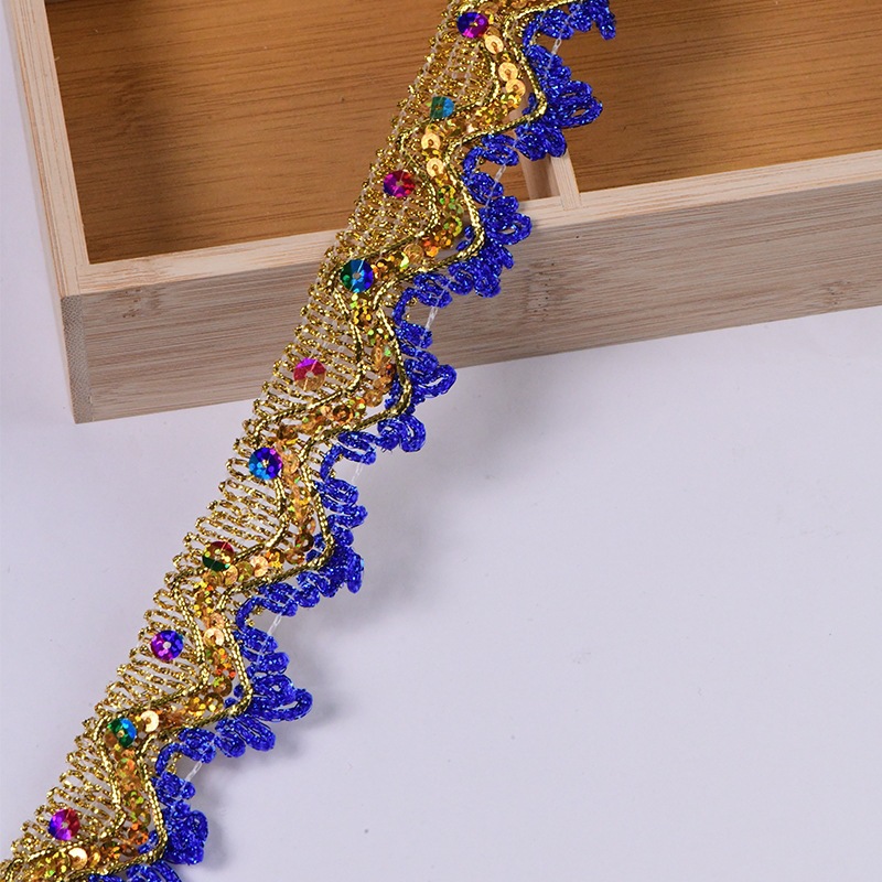 Colorido oro seda triángulo lentejuelas estilo étnico Festival del medio otoño torre plegable encaje camión grande bolso superior encaje sala de Buda para mesa encaje