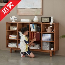 蘑i新中式实木书柜家用落地靠墙卧室客厅简约置物架书架收纳柜一