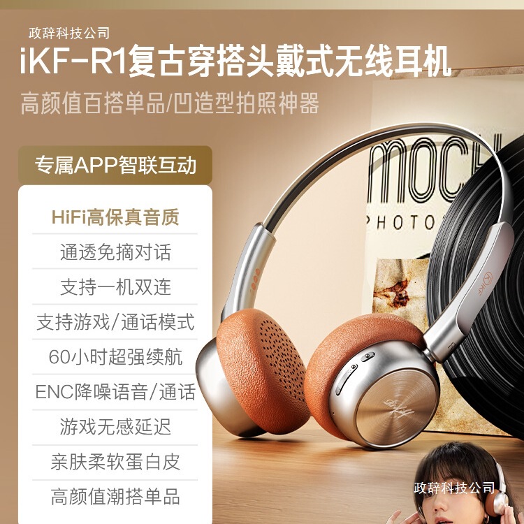 IKF r 1レトロはヘッドセットのヘッドセットを着ています。|undefined