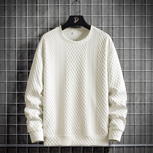 卫衣男春秋季潮牌提花长袖T恤大码宽松休闲跨境圆领套头打底衫