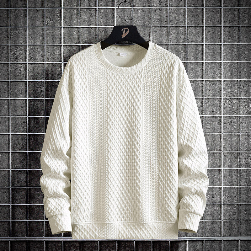 Sweater Men's Spring and Autumn Fashion Brand Jacquard Long-sleeved T-shirt plus size Loose Casual Cross-border Crewneck Pullover Base Shirt