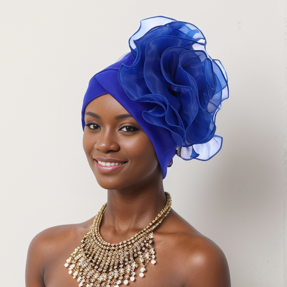 Muslim hat Stylish side large flowers African national characteristics baotou hat headscarf hat_viptrois.com