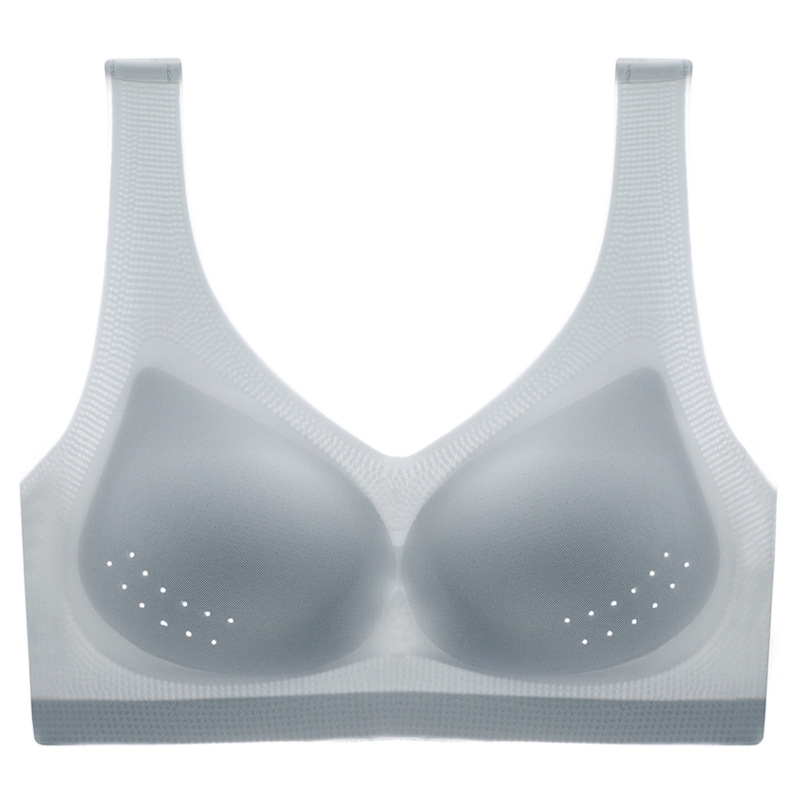 Seda de hielo delgada empuja hacia arriba la belleza hacia atrás sujetador sin costuras de látex inalámbrico de recolección de pecho Chaleco de estilo transpirable sujetador ropa interior
