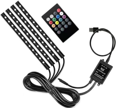 Other lights four foot bottom light car - usb48ledremote-control-model-colorful-light-strip-voice-control-bag