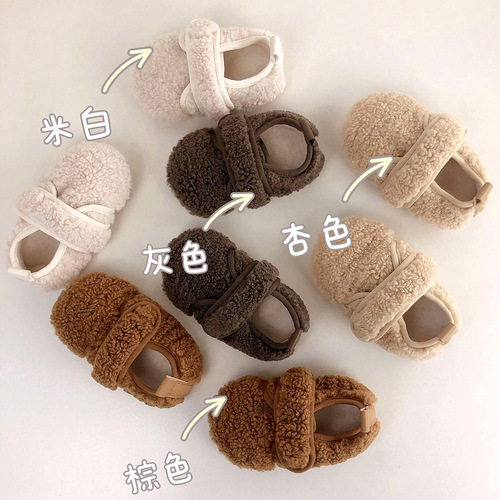 Direct supply of Korean winter velvet fur shoes, girls 'toddler shoes, soft sole, non-slip princess shoes, baby shoes