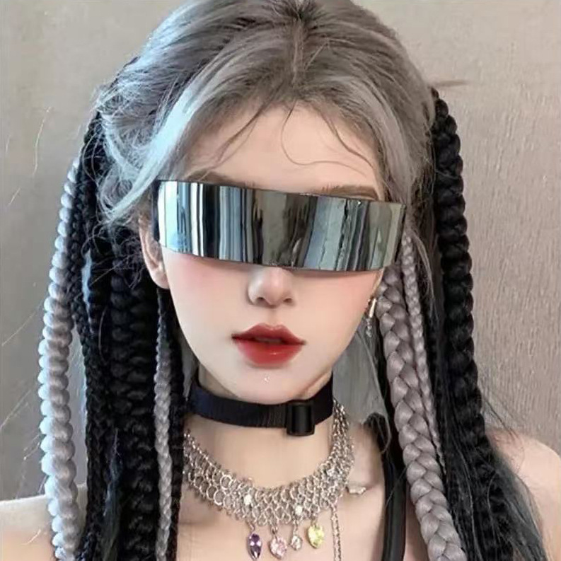 Cyberpunk Futuristic Tech-Style Sunglasses for Women, Suitable for Disco Parties, Runway Shows, Street Dance, Hip-Hop, and Integrated Sunglasses for Men