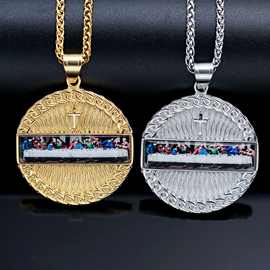 欧美外贸跨境饰品嘻哈hiphop项链 钛钢镀金3D图片The Last Supper