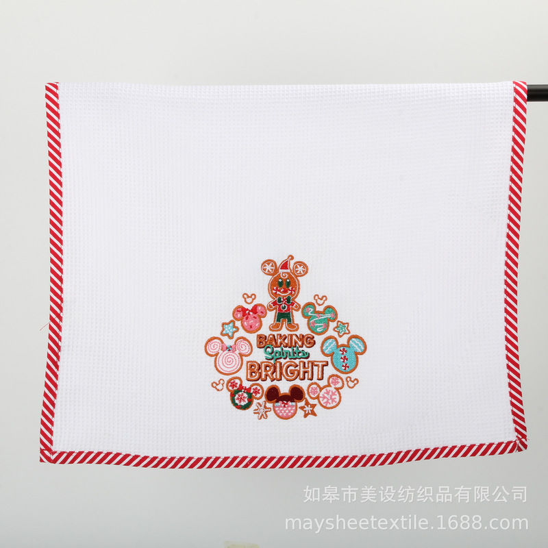 Processing and Customization of Cotton Edge Embroidered Waffle Christmas Tea Towel Napkin Placemat Napkin Cloth Kitchen Towel Hand Towel