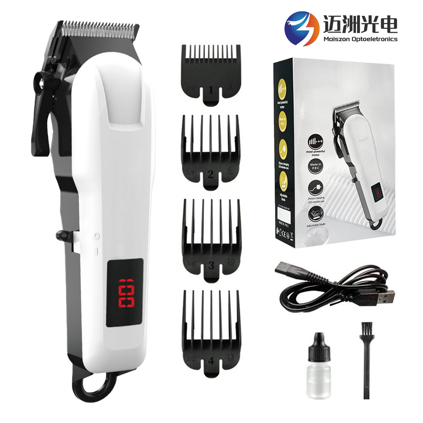 Cortadora de Pelo Recargable con Batería de Litio, Éxito de Ventas Transfronterizo, con Pantalla LCD para Uso Doméstico y en Salón, Cortadora de Pelo Eléctrica Profesional