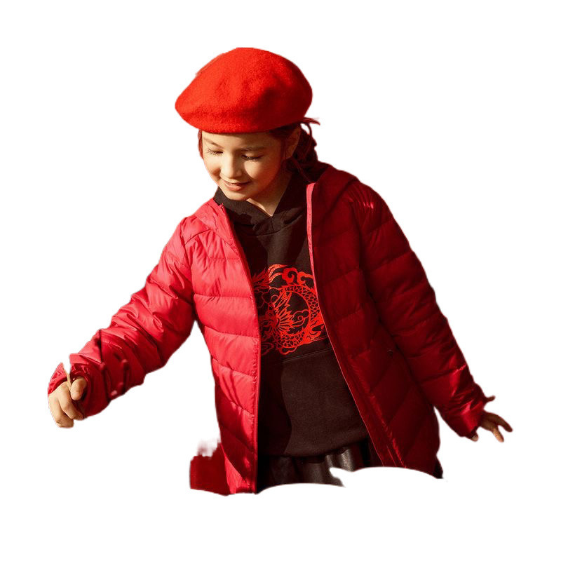 Velvet children's light and thin winter short down jacket for boys