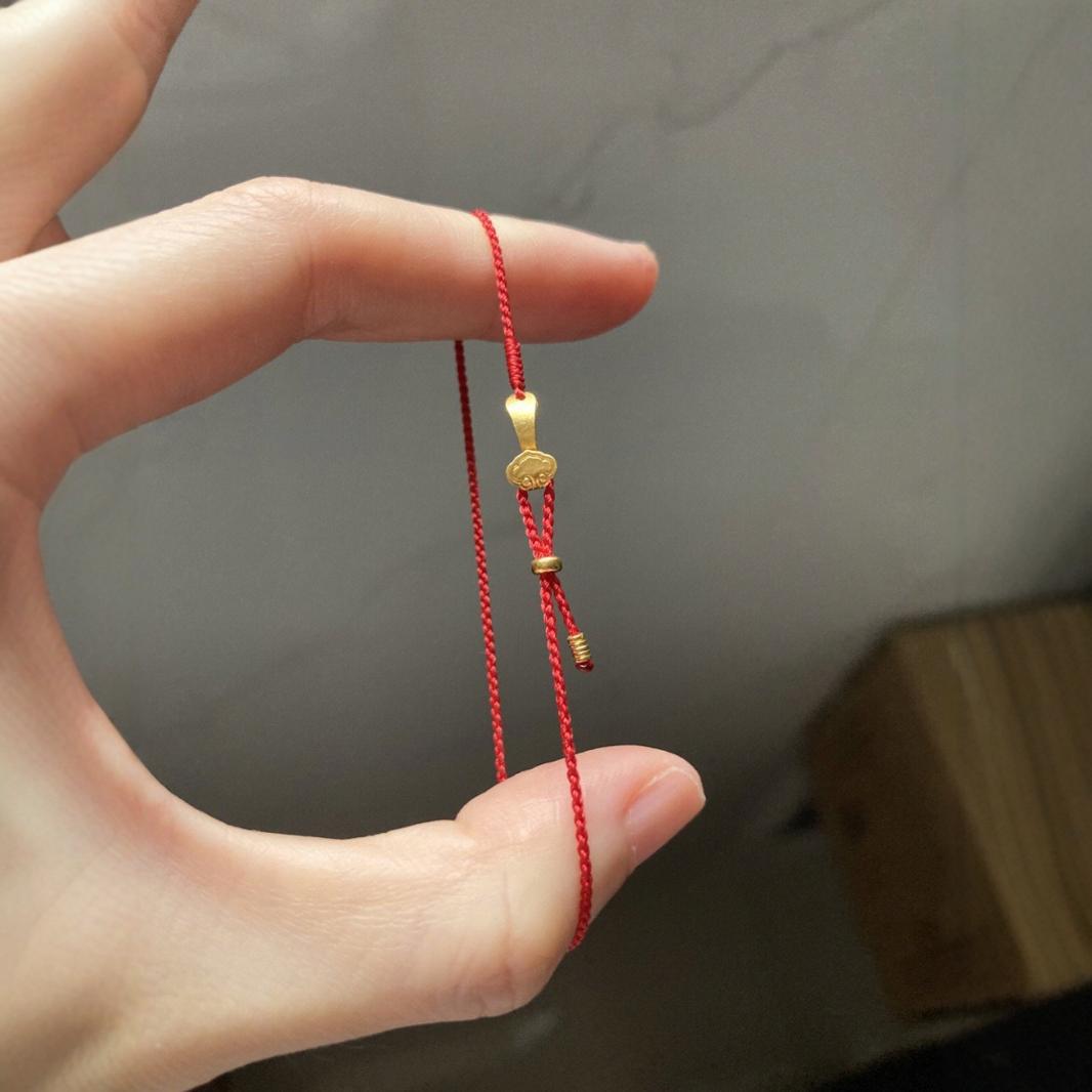 Woven golden sophisticated small red rope bracelet handmade