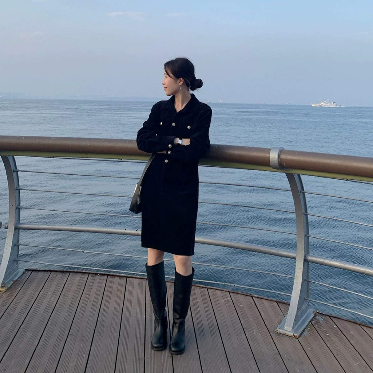 [Не подлежит возврату и обмену] вельветовое платье в стиле ретро с длинными рукавами, женская юбка средней длины с высокой талией и лацканами на пуговицах