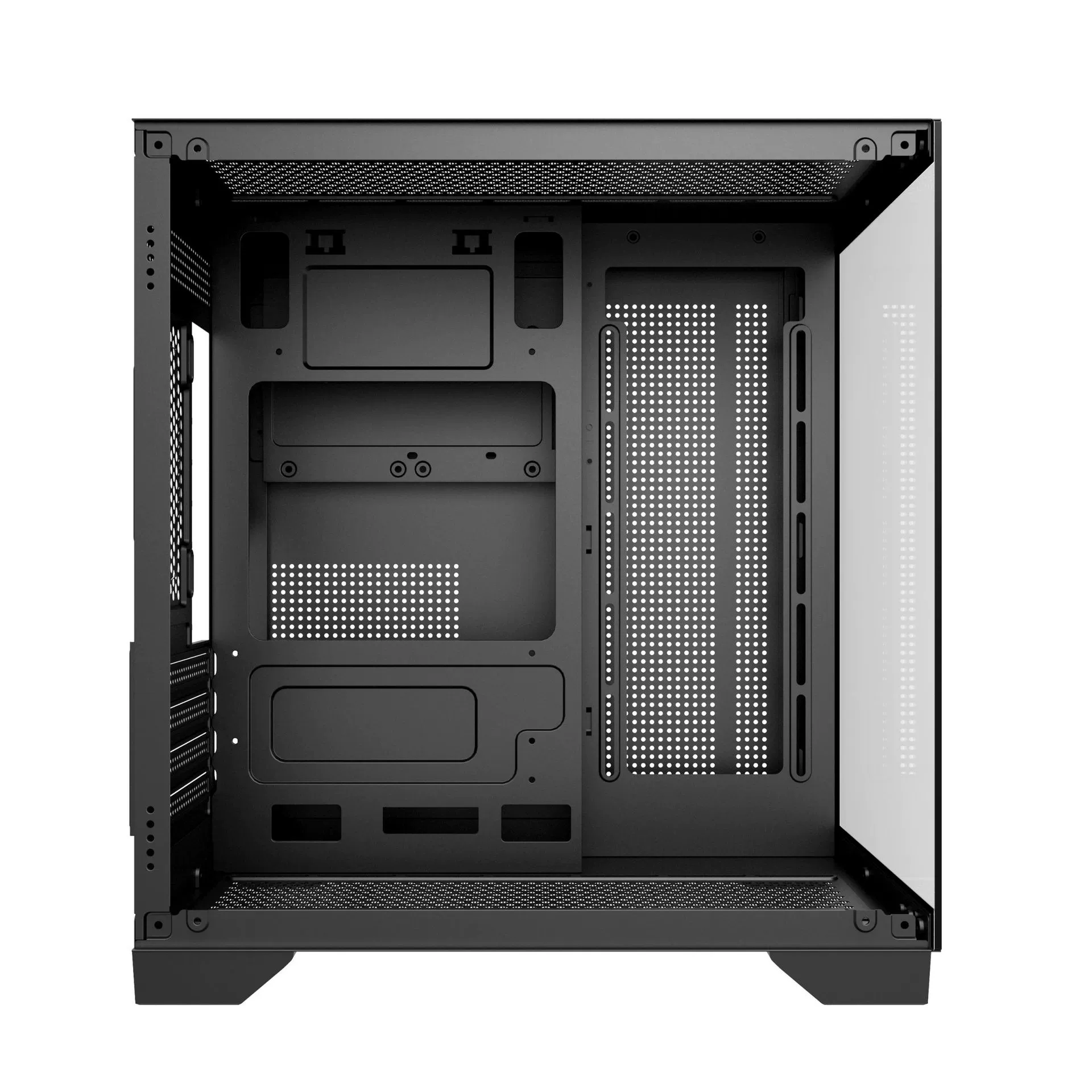 Mini panorama PC case MINI, steel frame, tempered glass side, water-cooling ready