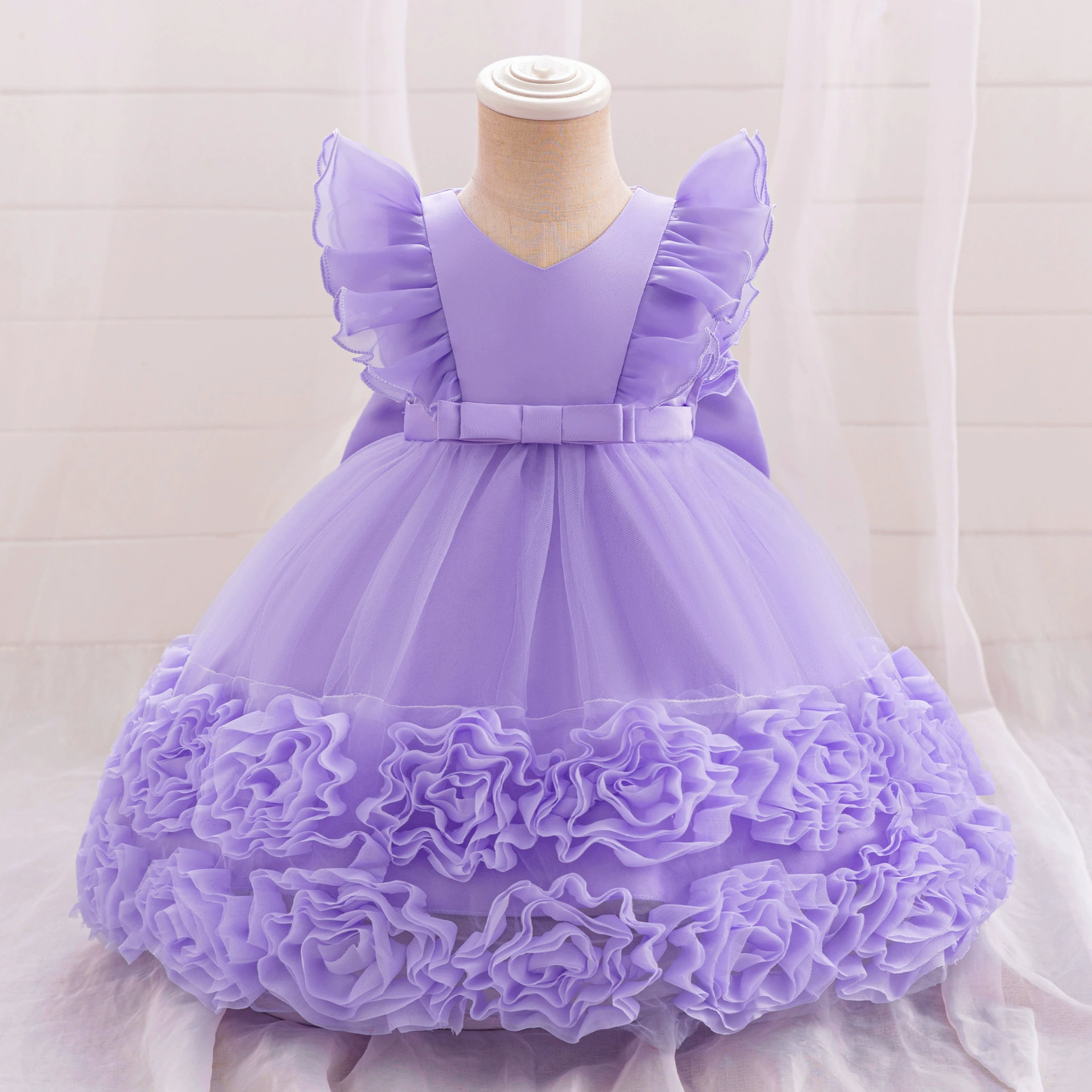Детское свадебное платье, AliExpress, цветочное, тюль