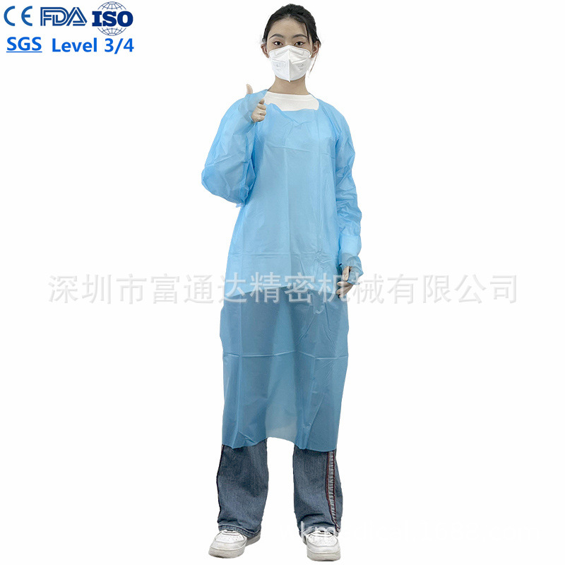 可出口一次性CPE反穿拇指扣隔离衣 35g用于外科手术罩衣IOS1173