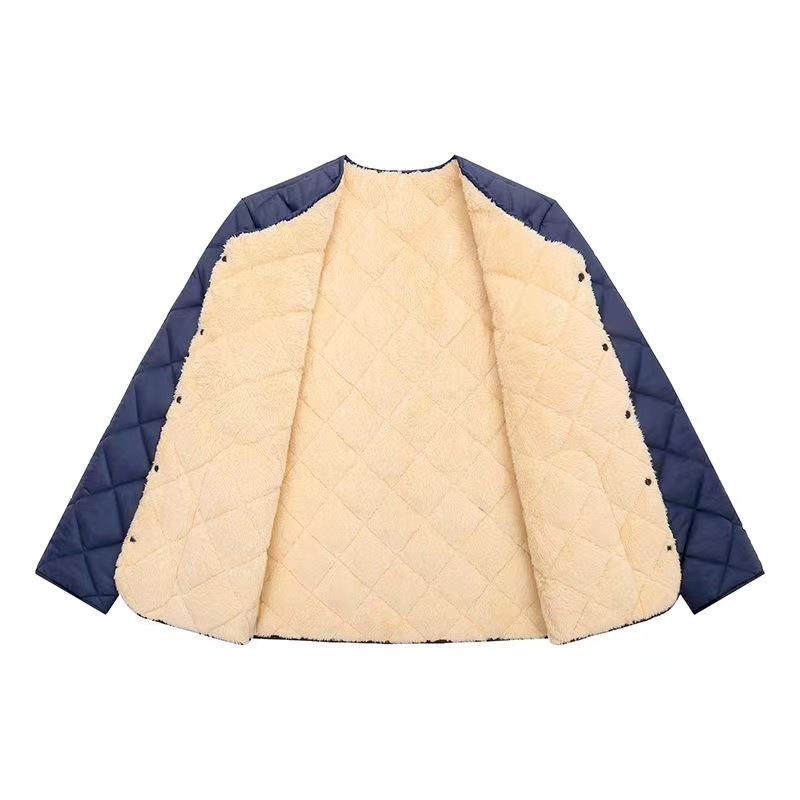 Cálido Chaleco de los hombres de mediana edad y ancianos lana de cordero engrosada chaleco papá desgaste todo el forro de chaleco de algodón dentro y fuera