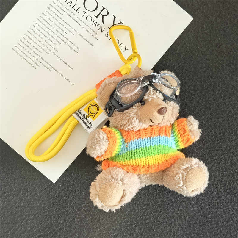 Aviator Bear Bolso Colgante Muñeco de felpa Llavero Escuela secundaria Regalos Joyas creativas