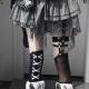 Subculture Black and White Plaid Skirt Rock Lace Cake Skirt Harajuku Punk y2k Millennium Spice Girl Poncho Skirt