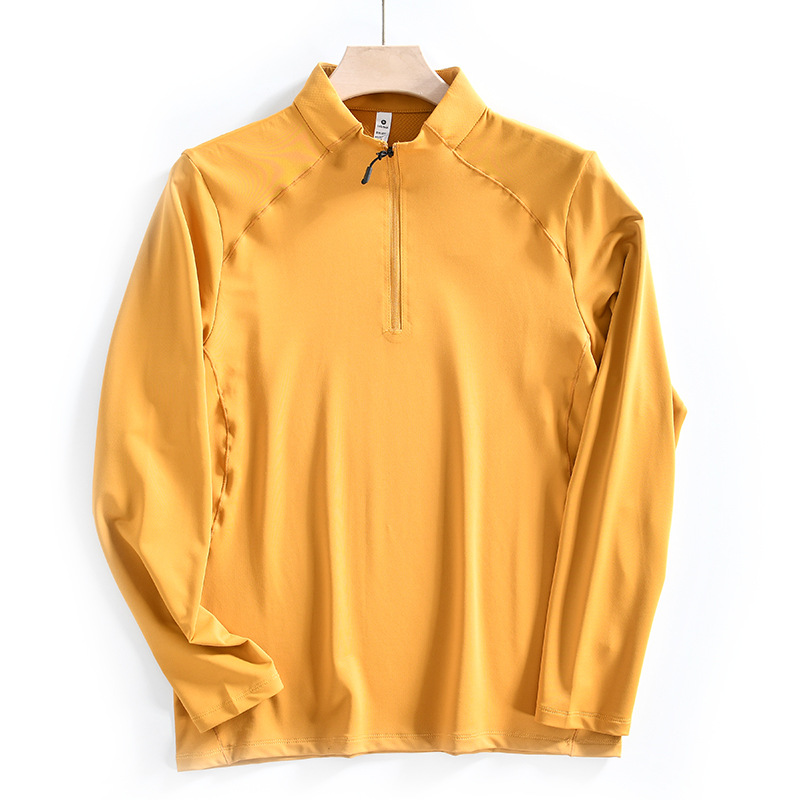 Men's Clothing Outdoor 3D vertical cutting high elastic sports leisure stand collar quick drying bottom long sleeved T shirt sweatshirt_voghion.com
