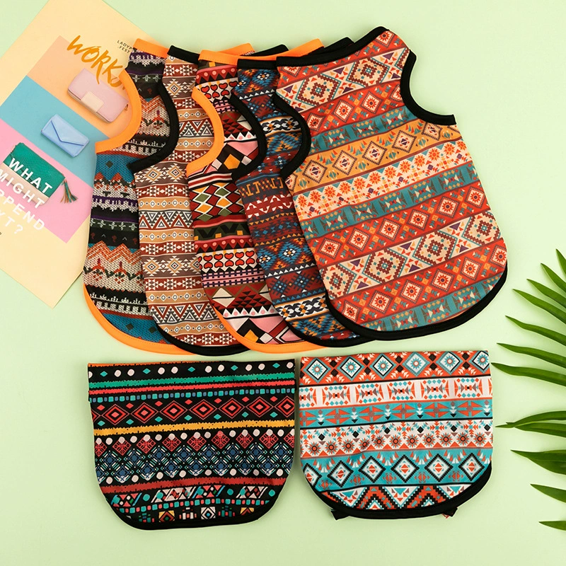 Трансграничный Amazon жилет для домашних животных кошка чайная чашка собака маленькая собака Тедди Бишон одежда в этническом стиле летние с короткими рукавами