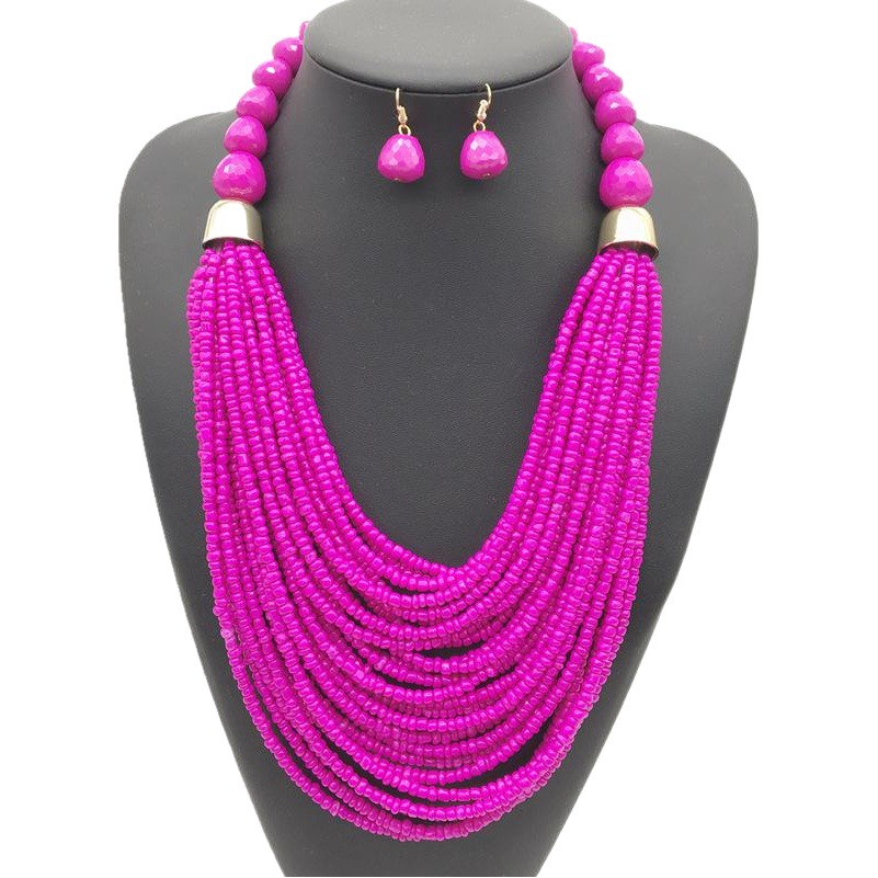 Collar de cuentas de arroz de múltiples capas bohemio estilo étnico suéter cadena transfronteriza collar exagerado collar de traje