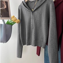 专柜撤回大牌剪标女装韩系连帽针织打底衫女秋冬内搭修身长袖上衣