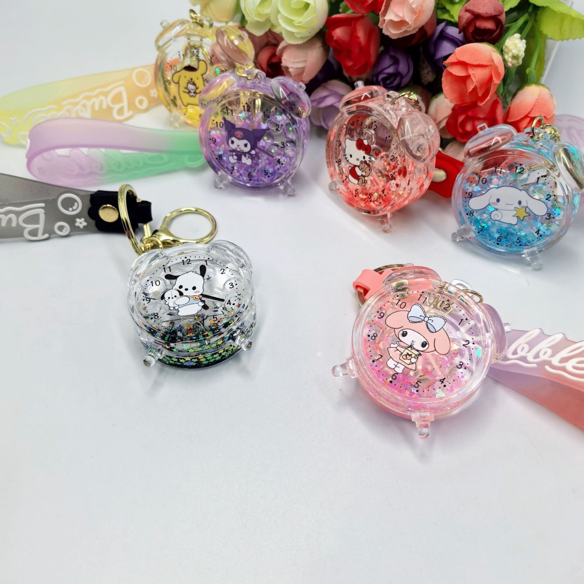 Burbuja de aceite de luz nocturna perla Sanli reloj colgante llavero de moda boutique colgante bolso creativo colgante